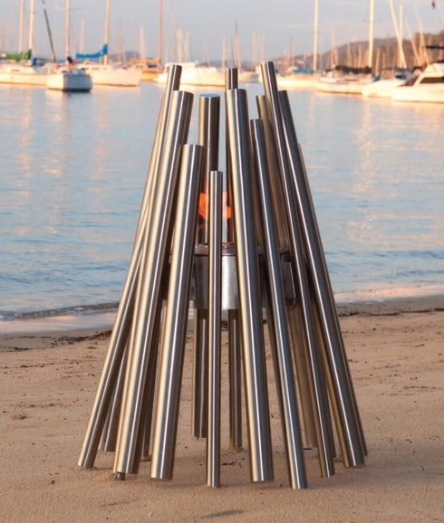 Ecosmart Fire StixPortable Fire Pit - Stainless Steel Finish / Black Burner - ESF.O.STX.SS.B